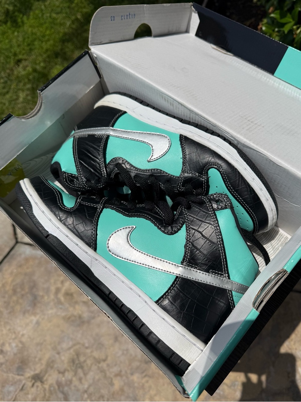 Nike SB Dunk High PRM “Diamond Supply Co. Tiffany” Aqua Chrome Black 2014 Size 7